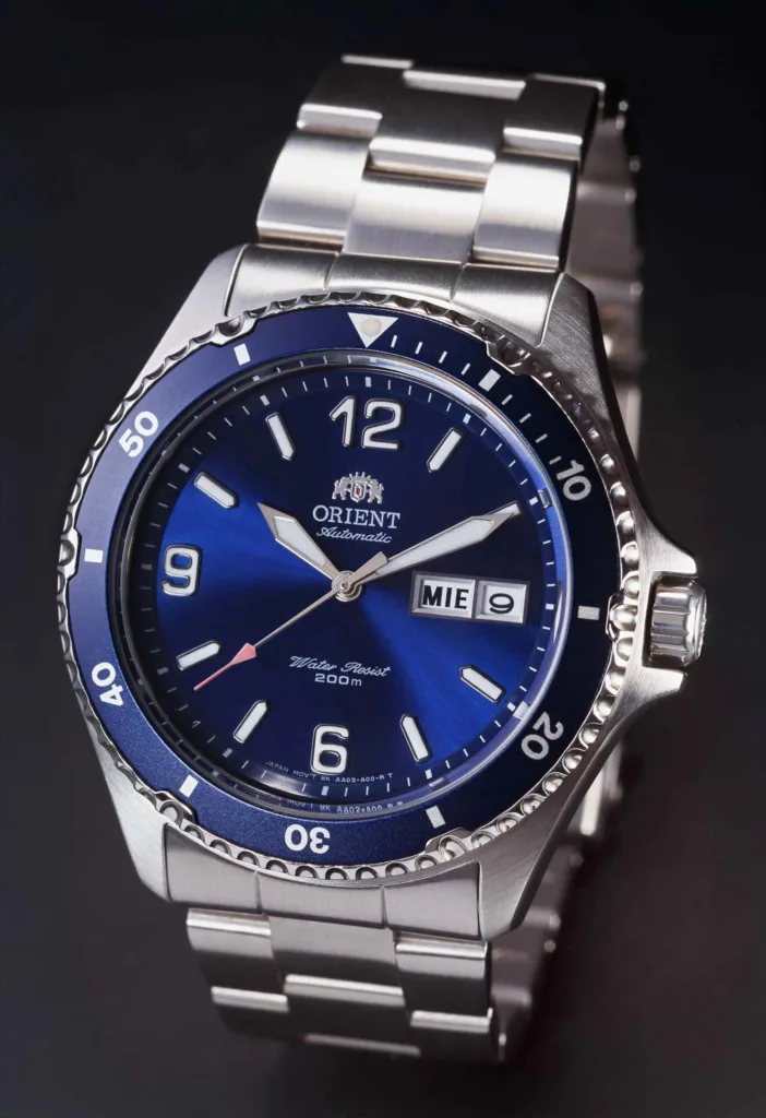 product photography of Orient Mako diver watch, in premium photography style